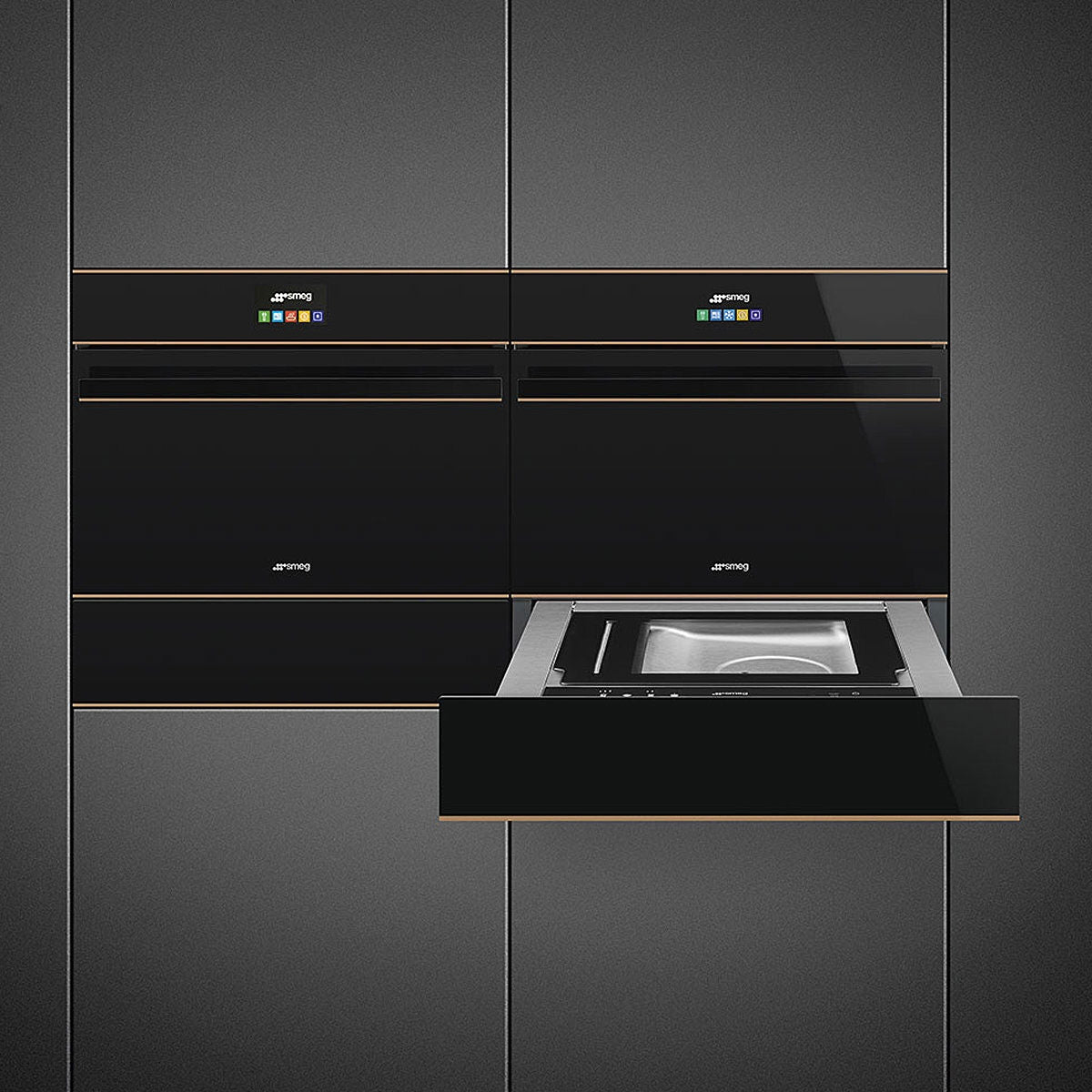 Smeg Dolce Stil Novo Aesthetic Vacuum Drawer Copper Trim CPV615NR