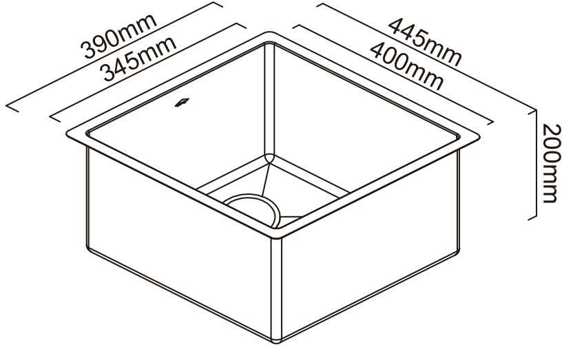 Abey Piazza Square Bowl Undermount Sink CR340B