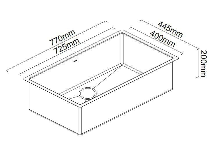 Abey Piazza Single Square Bowl Inset Sink CR720