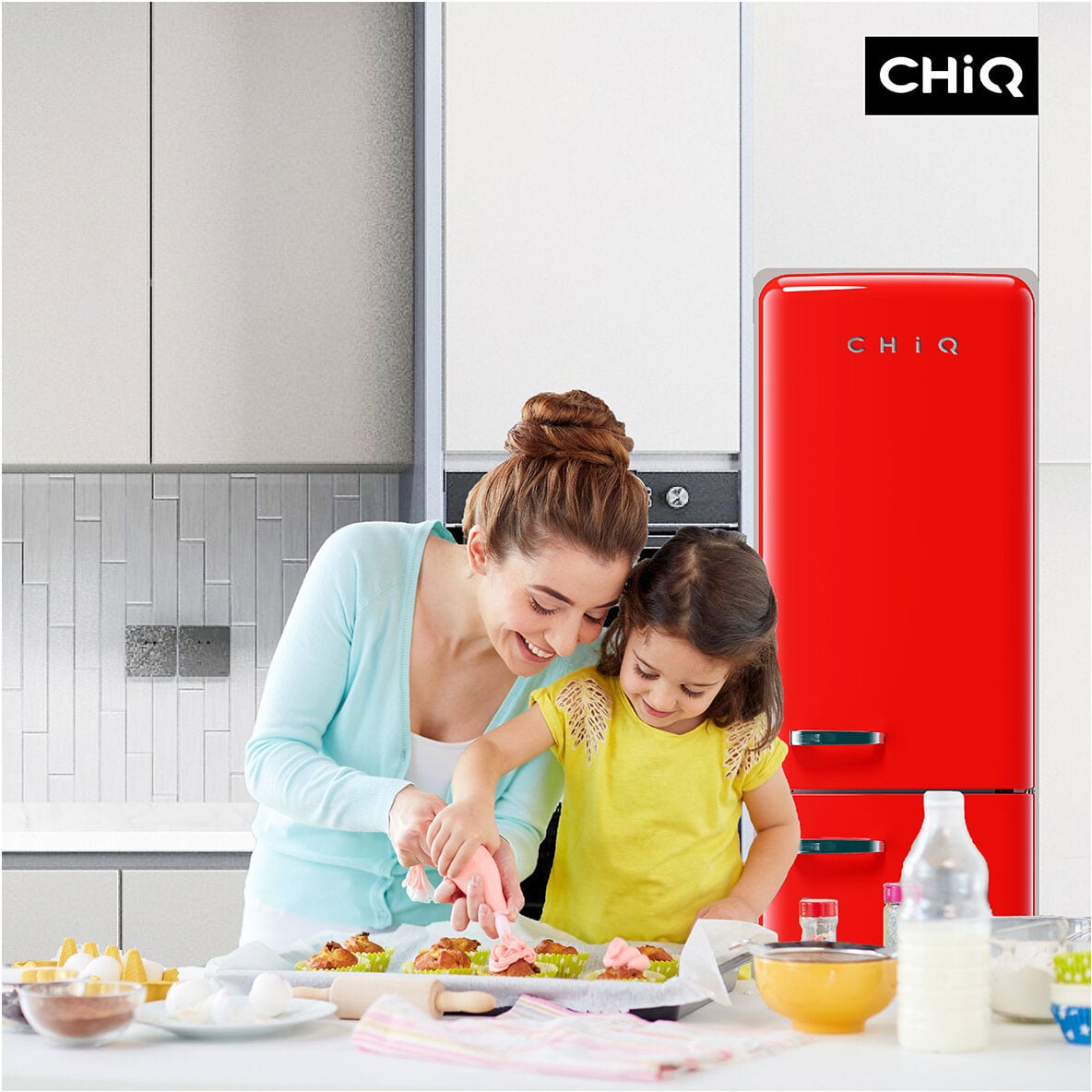 CHiQ 231L Retro Bottom Mount Refrigerator Red CRBM228NR3 | Greater Sydney Only