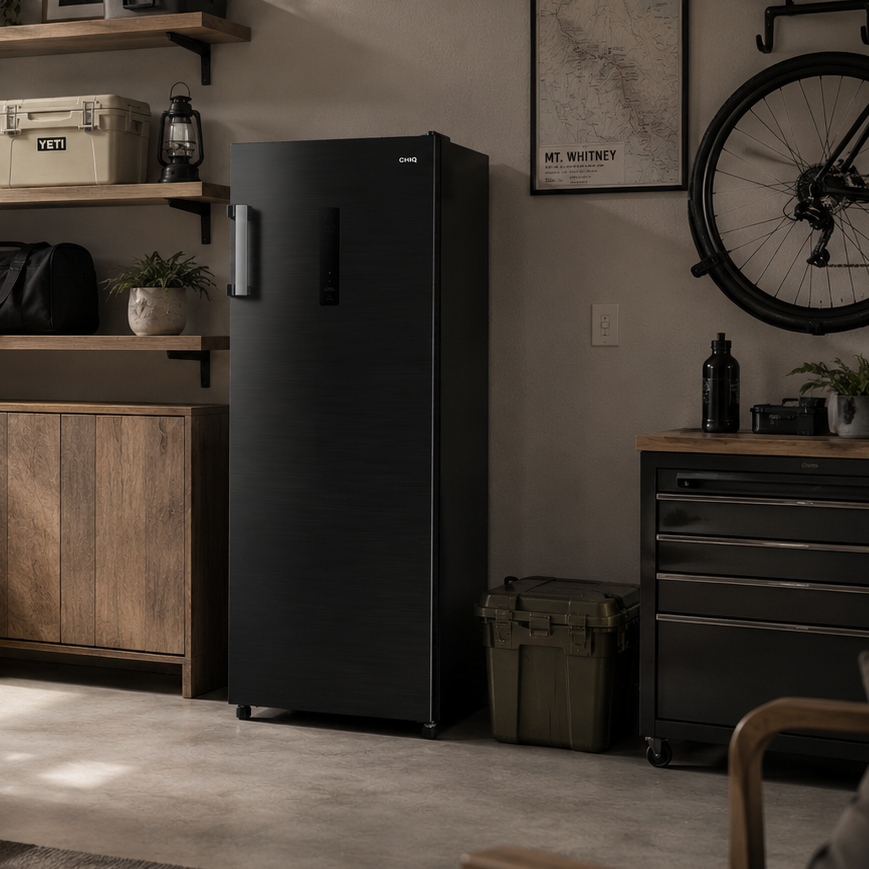 CHiQ 166L Hybrid Fridge Freezer Black Steel CSH164NBS5