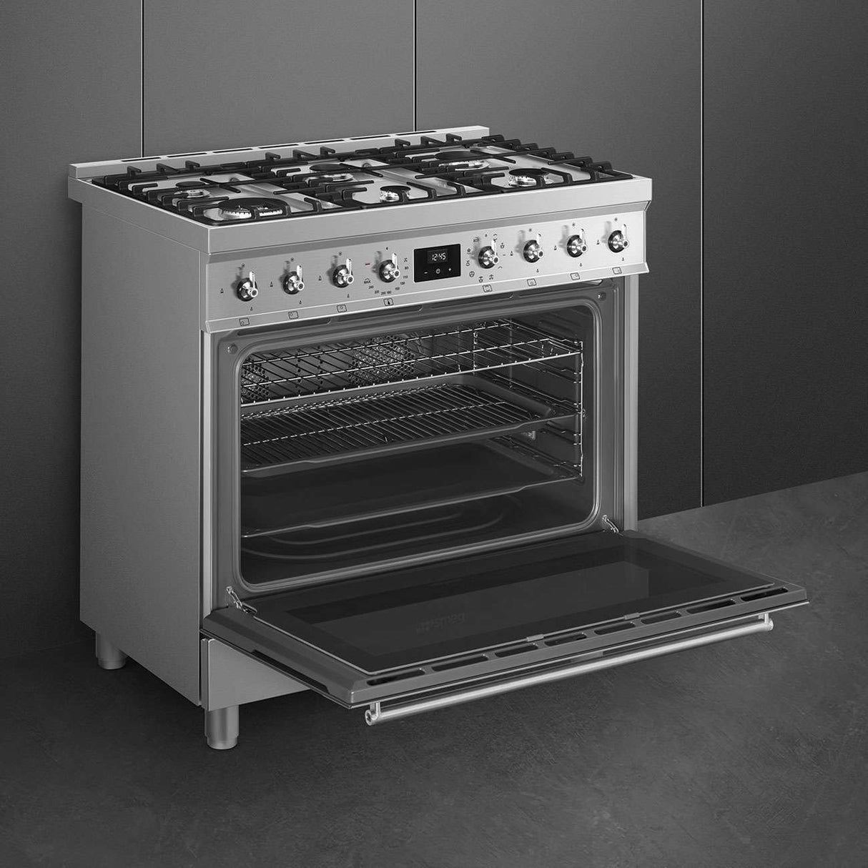 Smeg 90cm 129L Dual Fuel Freestanding Oven/Stove CSP9GMXA2