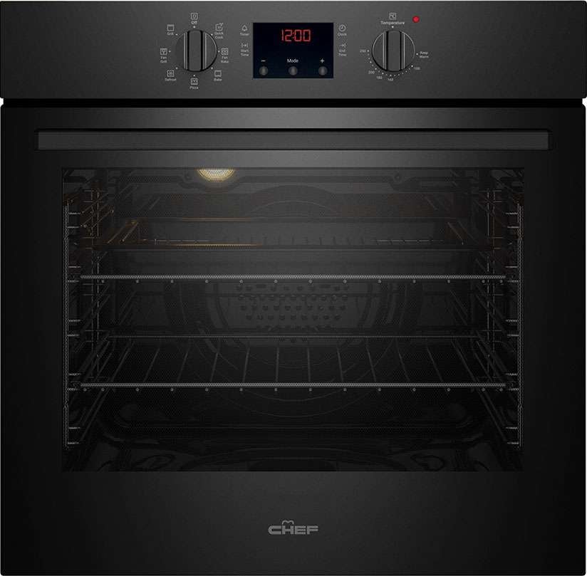 Chef 60cm Multifunction Electric Built-In Wall Oven Black CVE614DB