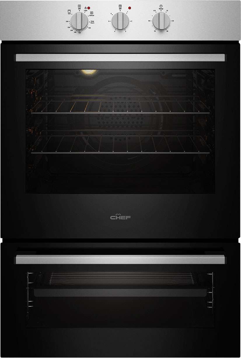Chef 60cm Multifunction Electric Built-In Wall Oven with Separate Grill CVE662SB