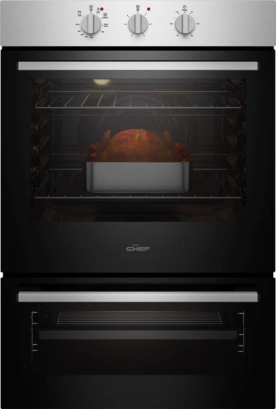 Chef 60cm Multifunction Electric Built-In Wall Oven with Separate Grill CVE662SB