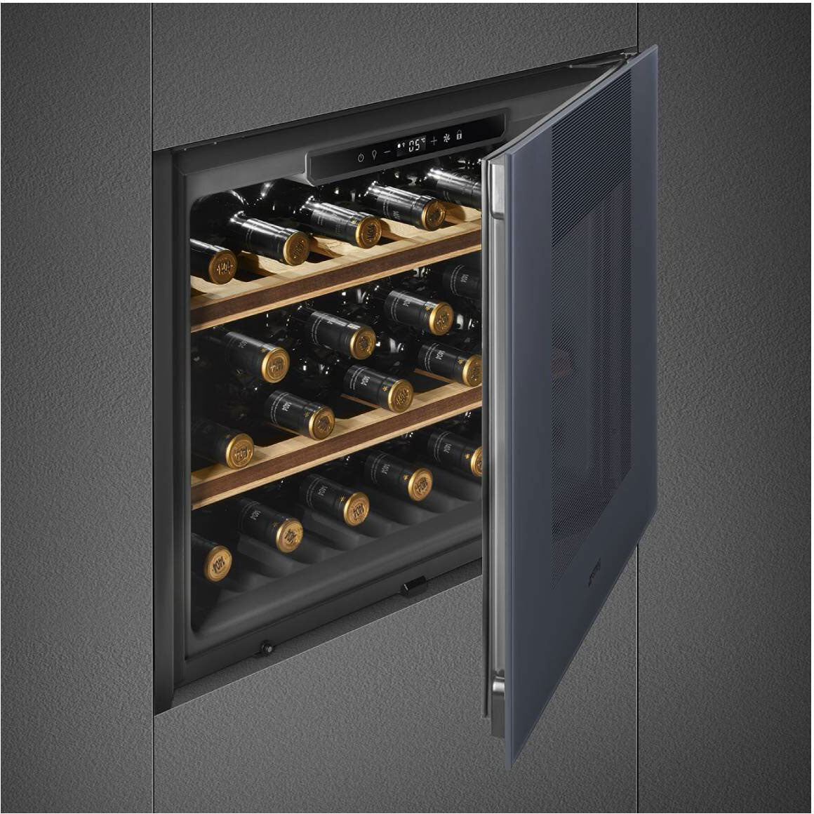 Smeg 45cm 21 Bottles Linea Compact Wine Cooler Neptune Grey CVI121G