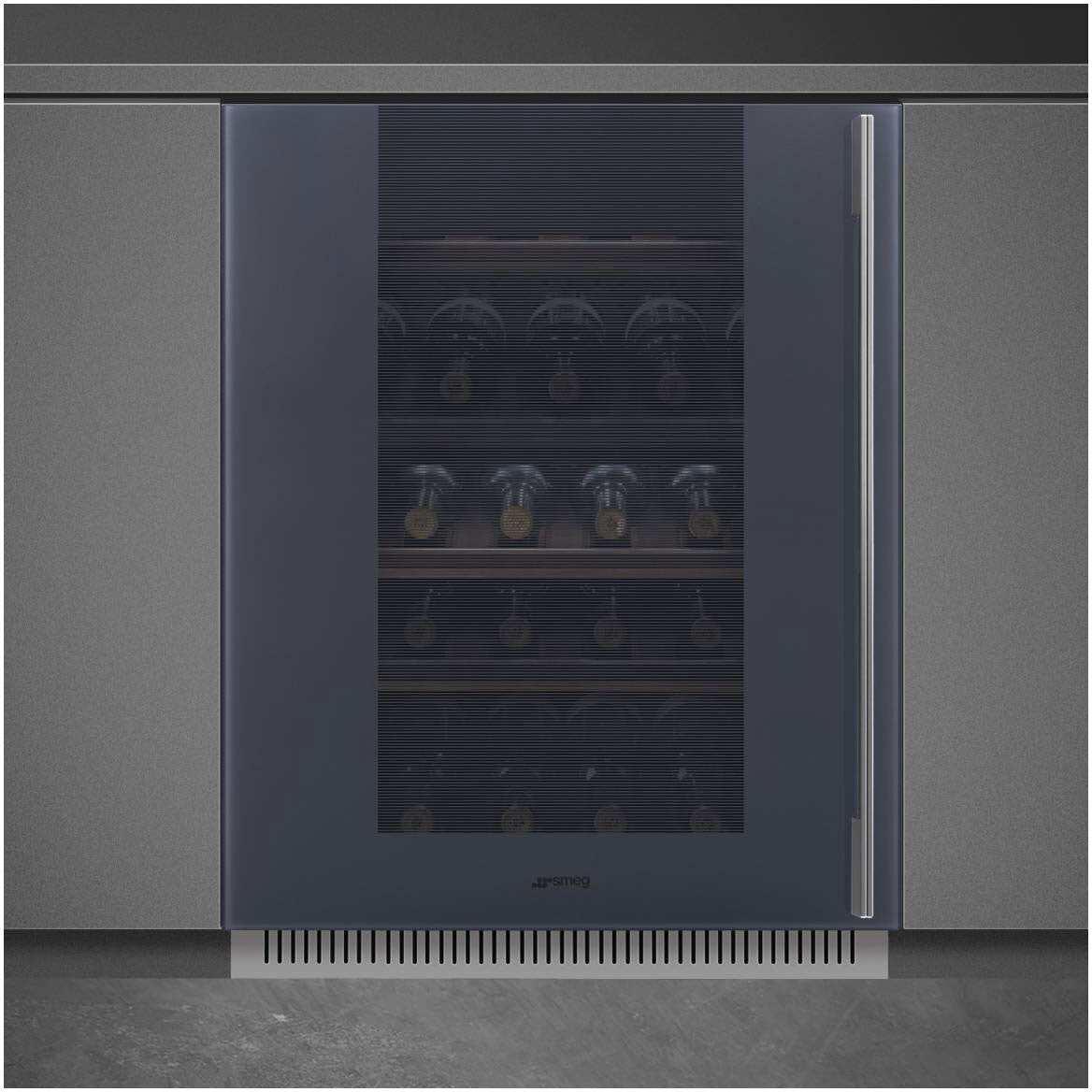 Smeg 82cm 38 Bottles Linea Built-in Wine Cooler Neptune Grey CVI138LG
