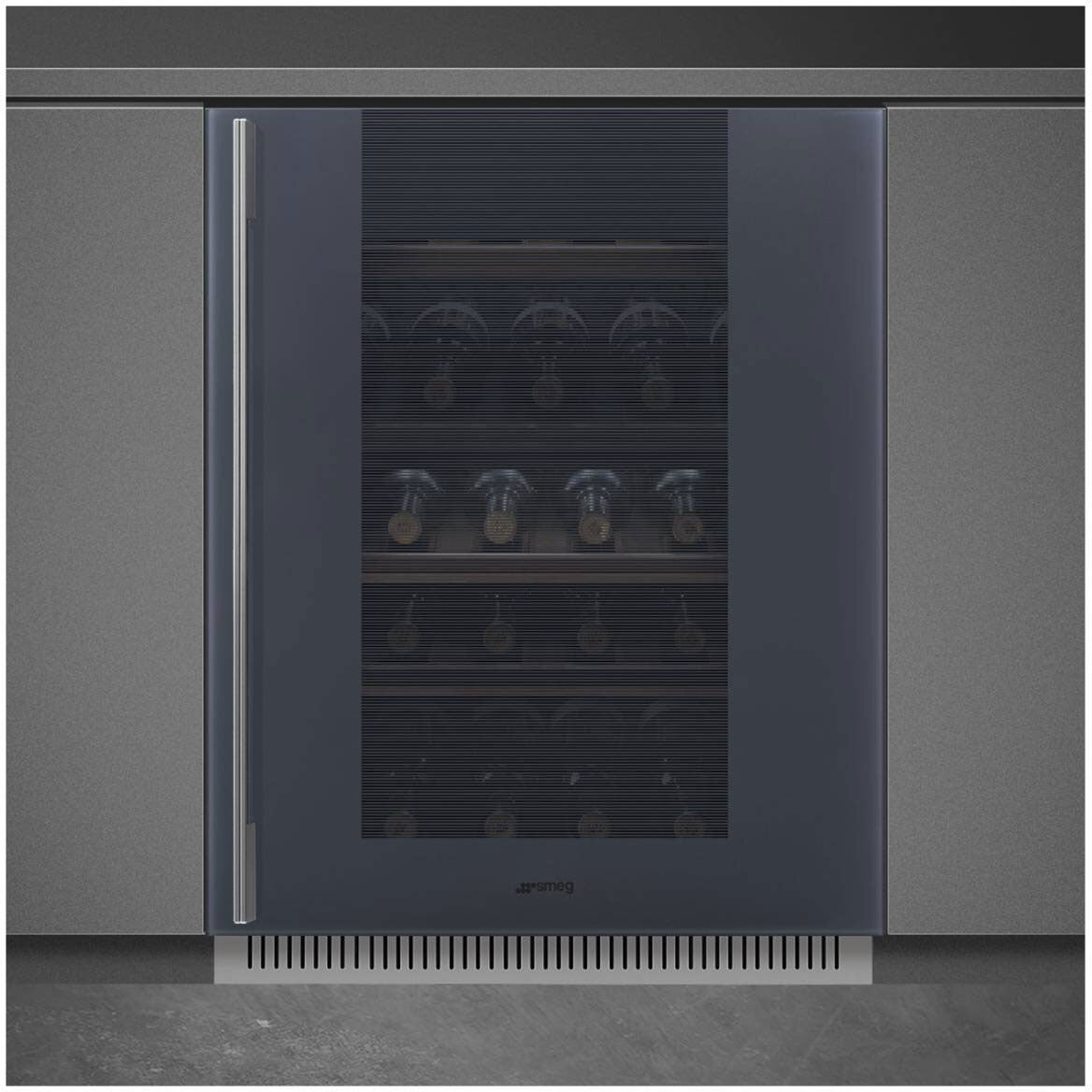 Smeg 82cm 38 Bottles Linea Built-in Wine Cooler Neptune Grey CVI138RG