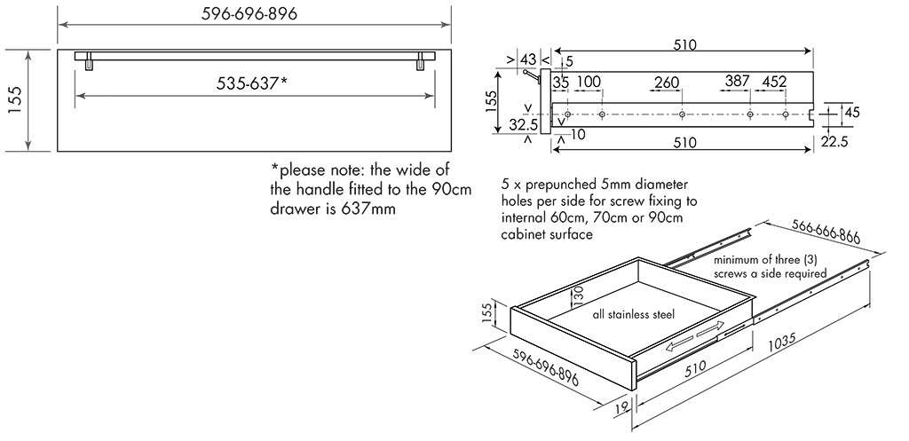 Smeg 60cm Accessory Drawer D60XC