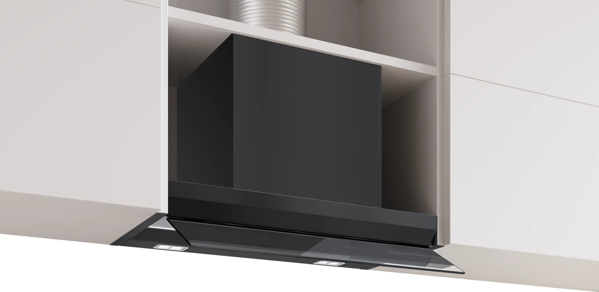 Bosch Series 6 60cm Integrated Rangehood Clear Glass Black Printed Matt Black DBB67DP60A