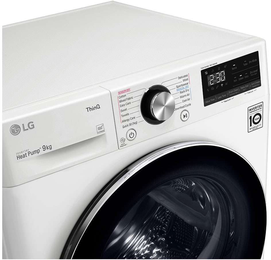 LG 9kg Heat Pump Dryer DVH9-09W | Greater Sydney Only