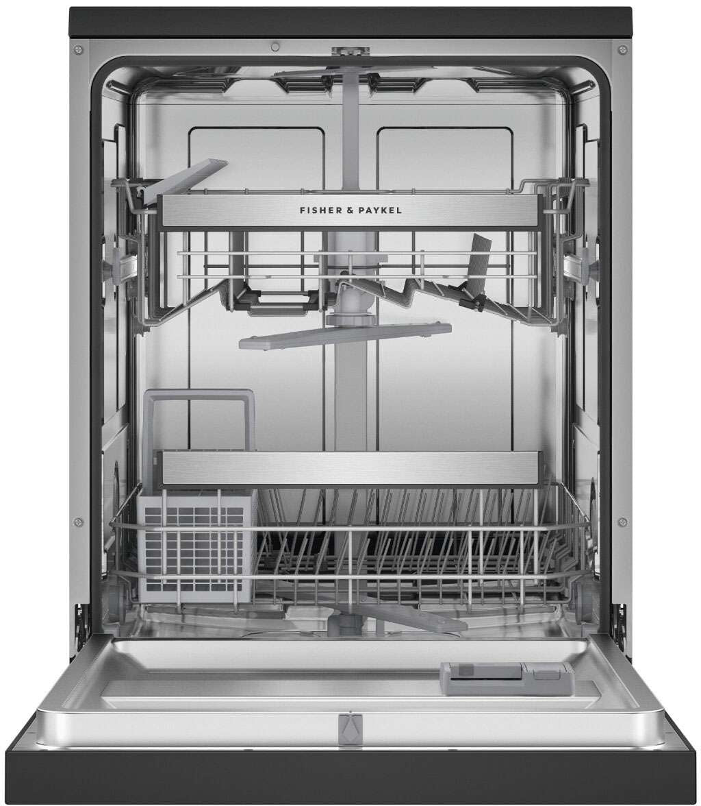Fisher & Paykel 60cm Freestanding Dishwasher Black Stainless Steel DW60FC1B2