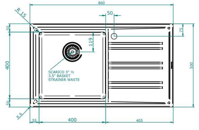 Abey Easy Single Bowl Inset Sink With Drainer EASY100R