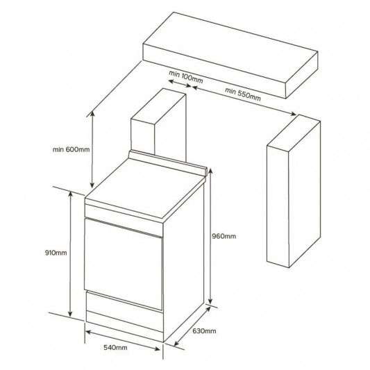 Euromaid 54cm 83L Electric Freestanding Oven/Stove EFS54FC-SEW