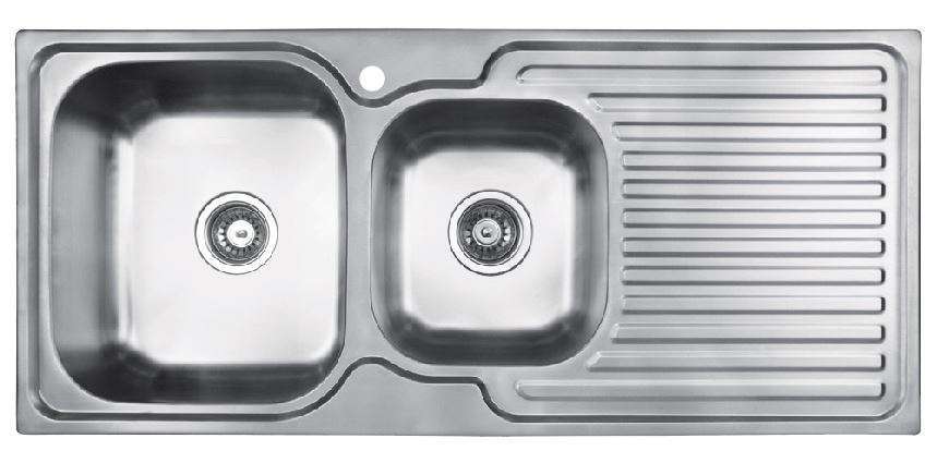 Abey 1 & 3/4 Entry Double Bowl Inset Sink EN175L