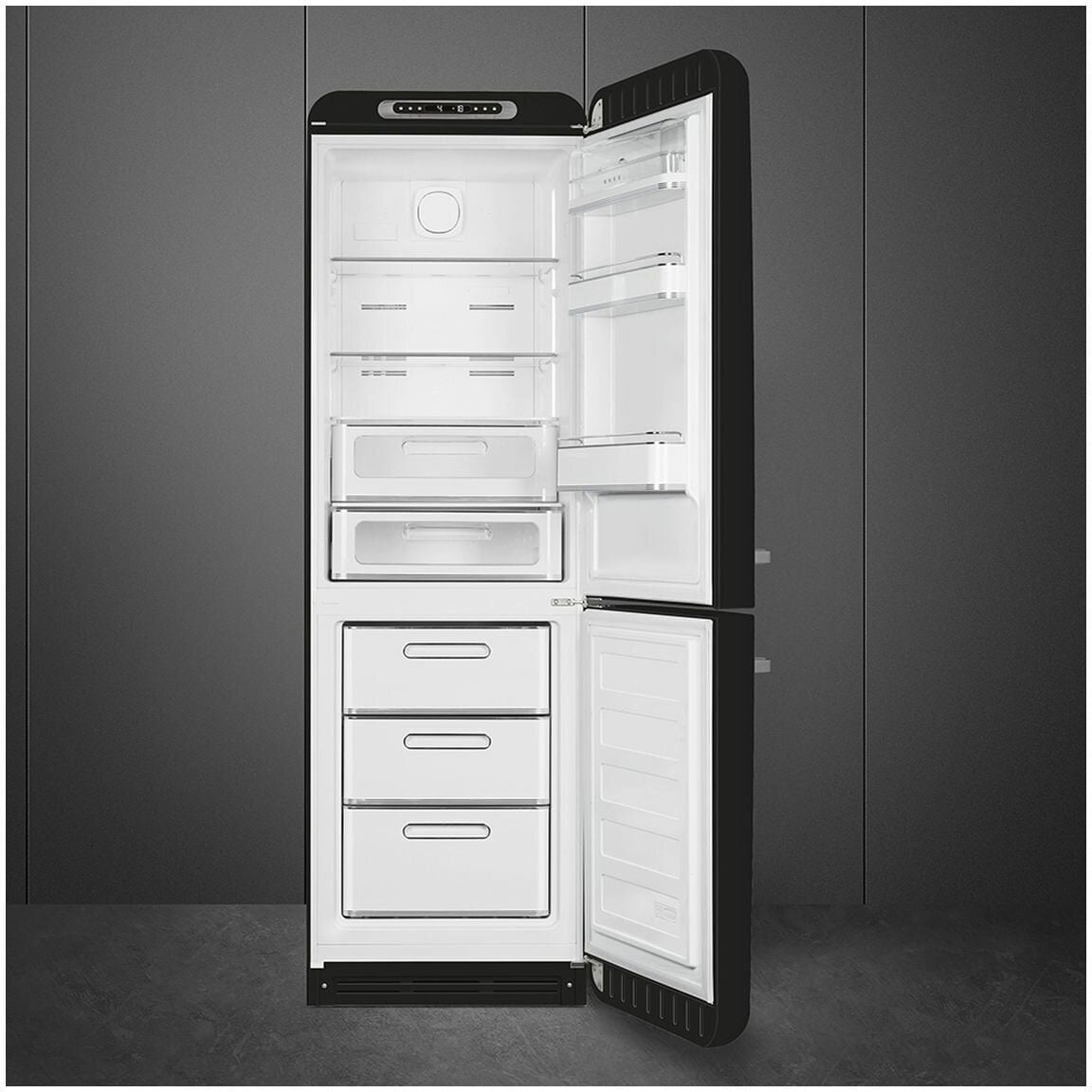 Smeg 331L 50's Bottom Mount Refrigerator Black FAB32RBL5AU | Greater Sydney Only