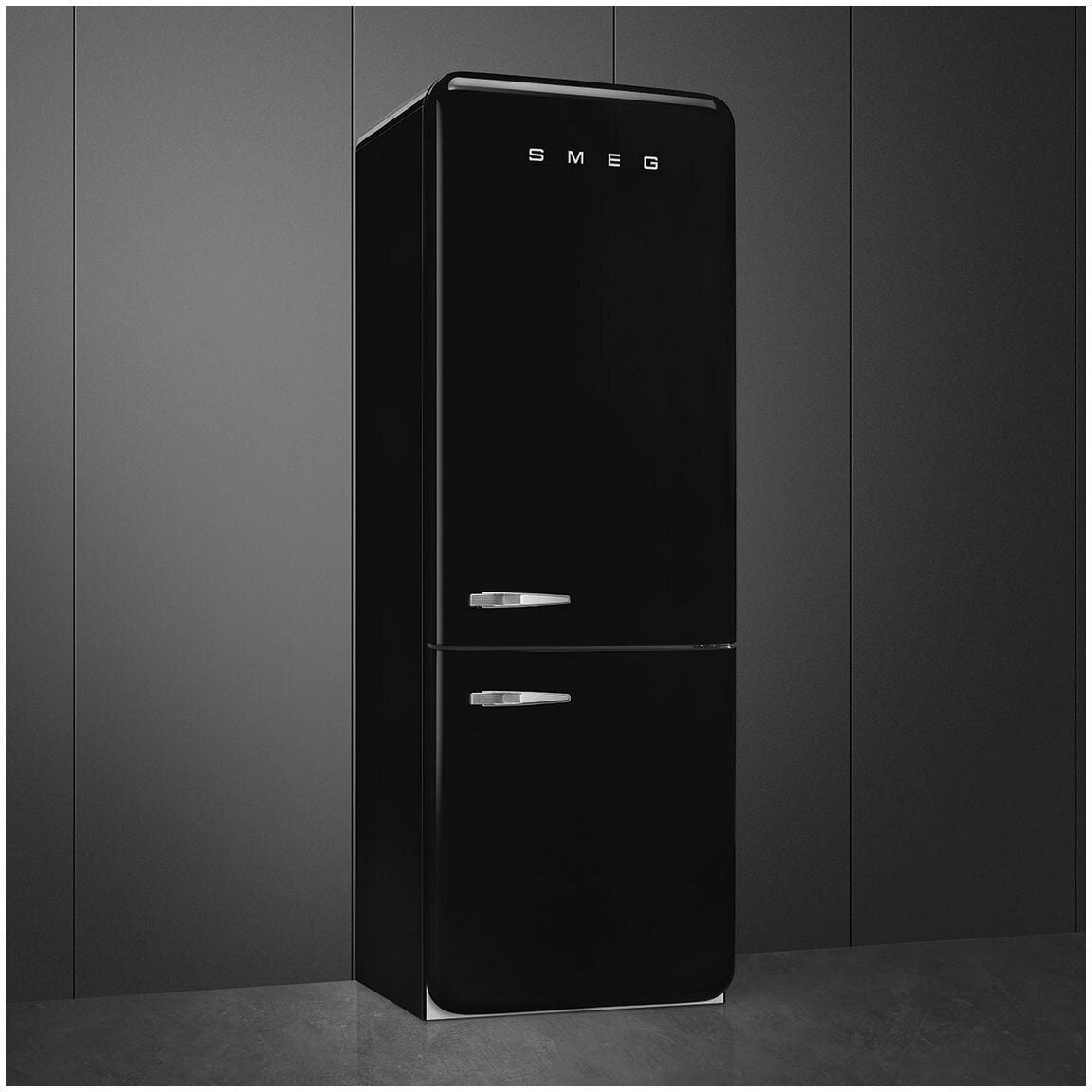 Smeg 481L 50's Bottom Mount Refrigerator Black FAB38RBL5AU | Greater Sydney Only