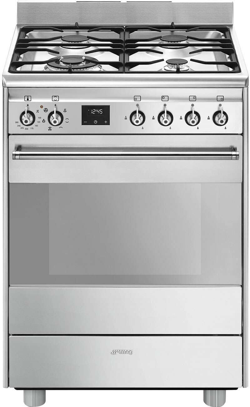 Smeg 60cm 79L Dual Fuel Upright Freestanding Oven/Stove FS61XNG8-1