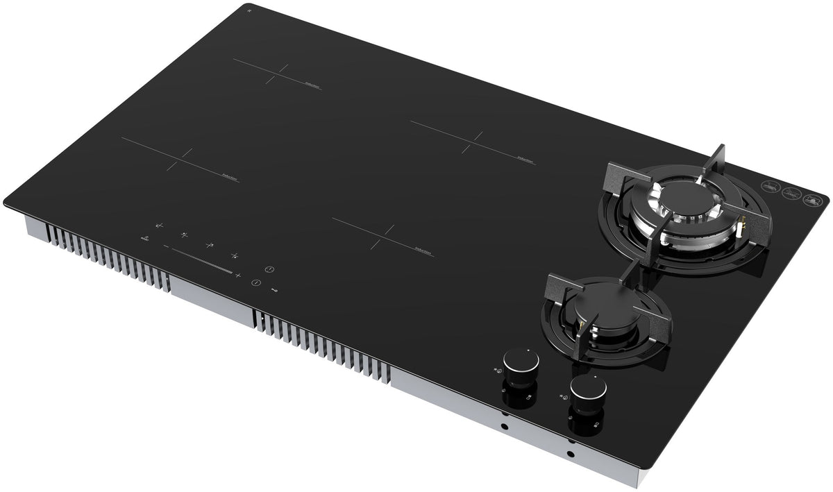 Casa 90cm Hybrid Gas & Induction Cooktop Black Ceramic Glass GHEBH192CA