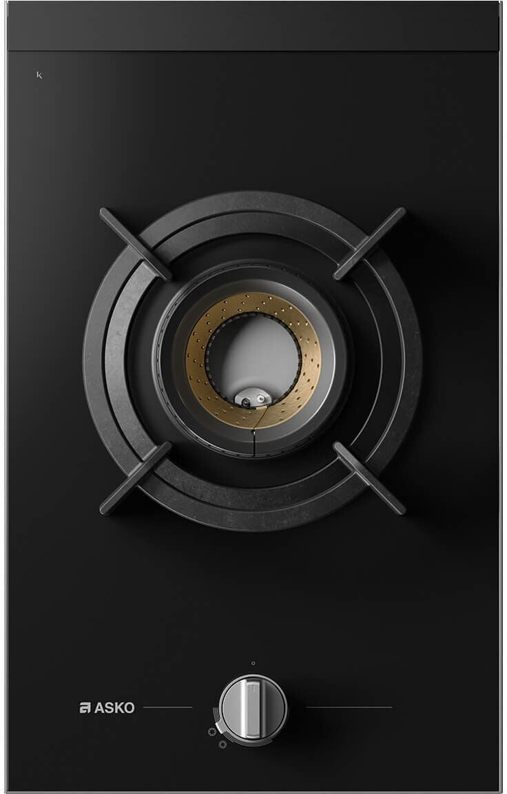 ASKO 33cm Gas Cooktop with Fusion Volcano Burner Black Ceramic Glass HG8313BGD1