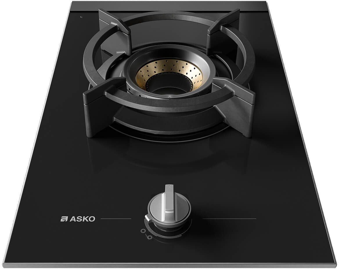 ASKO 33cm Gas Cooktop with Fusion Volcano Burner Black Ceramic Glass HG8313BGD1