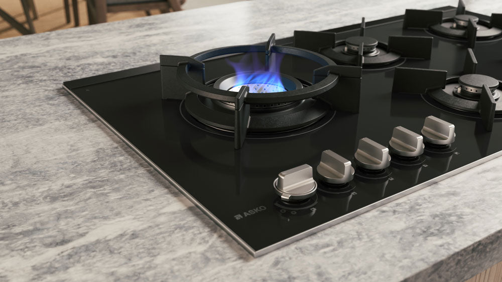 ASKO 90cm 5 Burner Gas Cooktop Black Glass HG8953BGD1