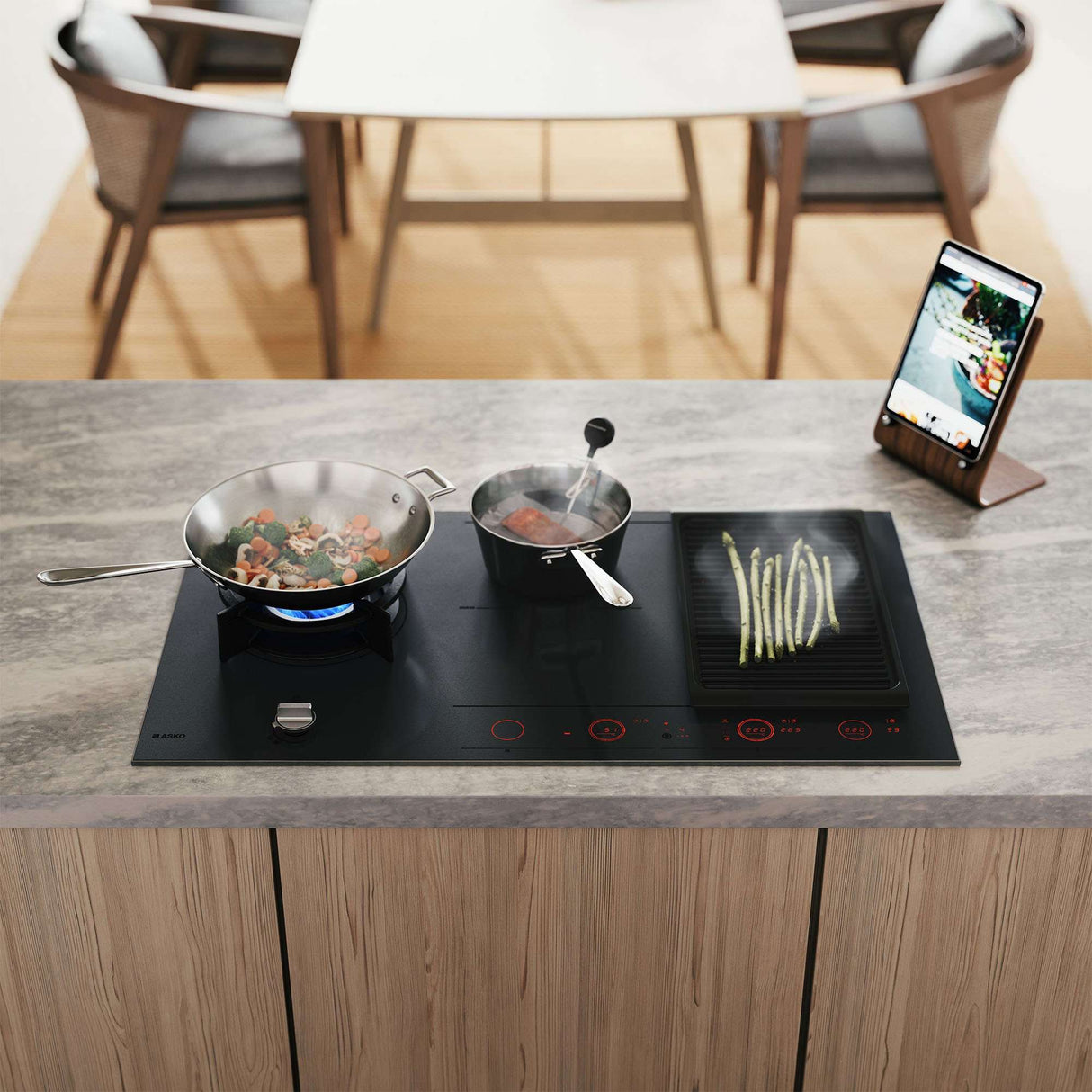 ASKO 90cm Duo Fusion Induction Gas Cooktop Matte Black HIG89524MGD1