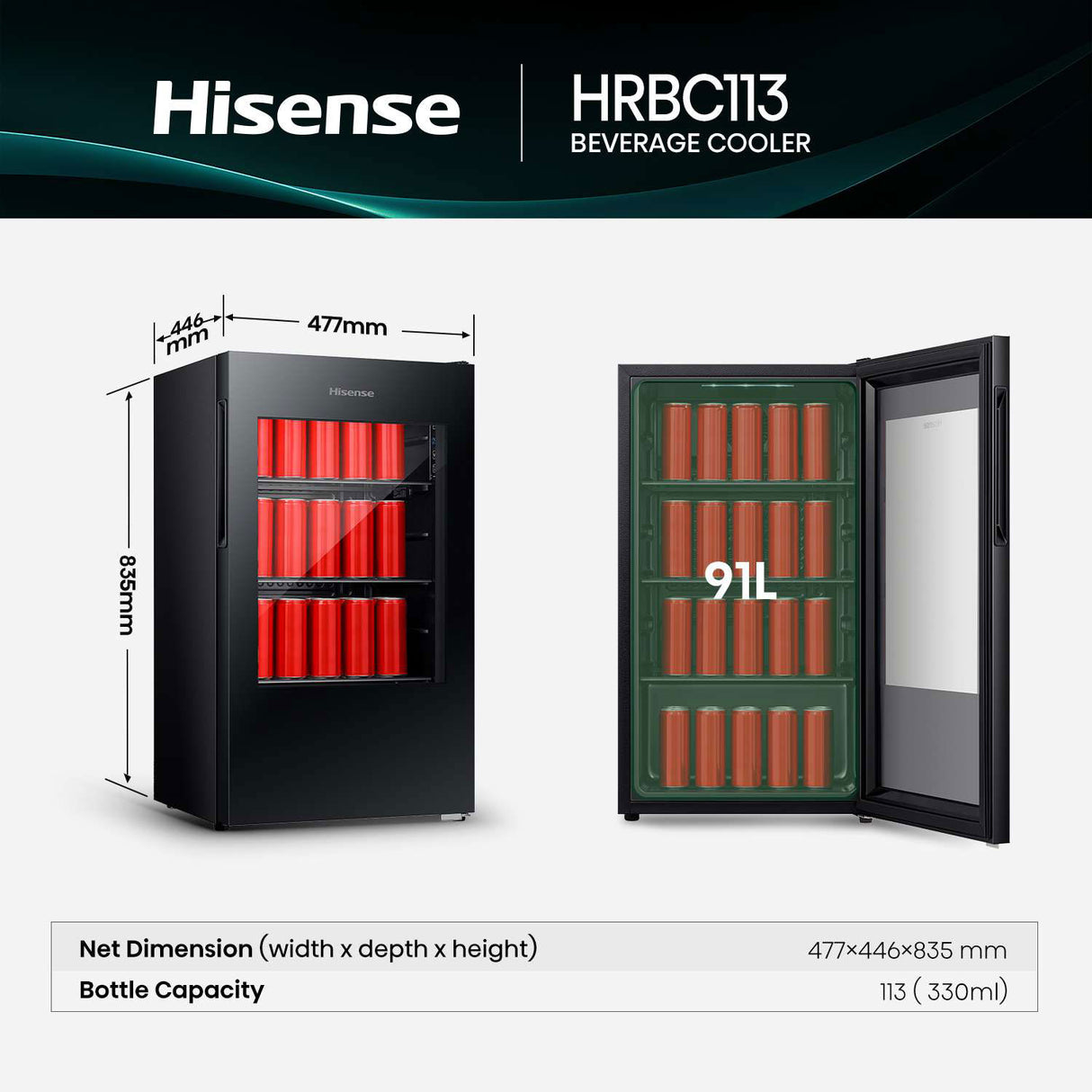 Hisense 113 Can Beverage Cooler HRBC113 | Greater Sydney Only