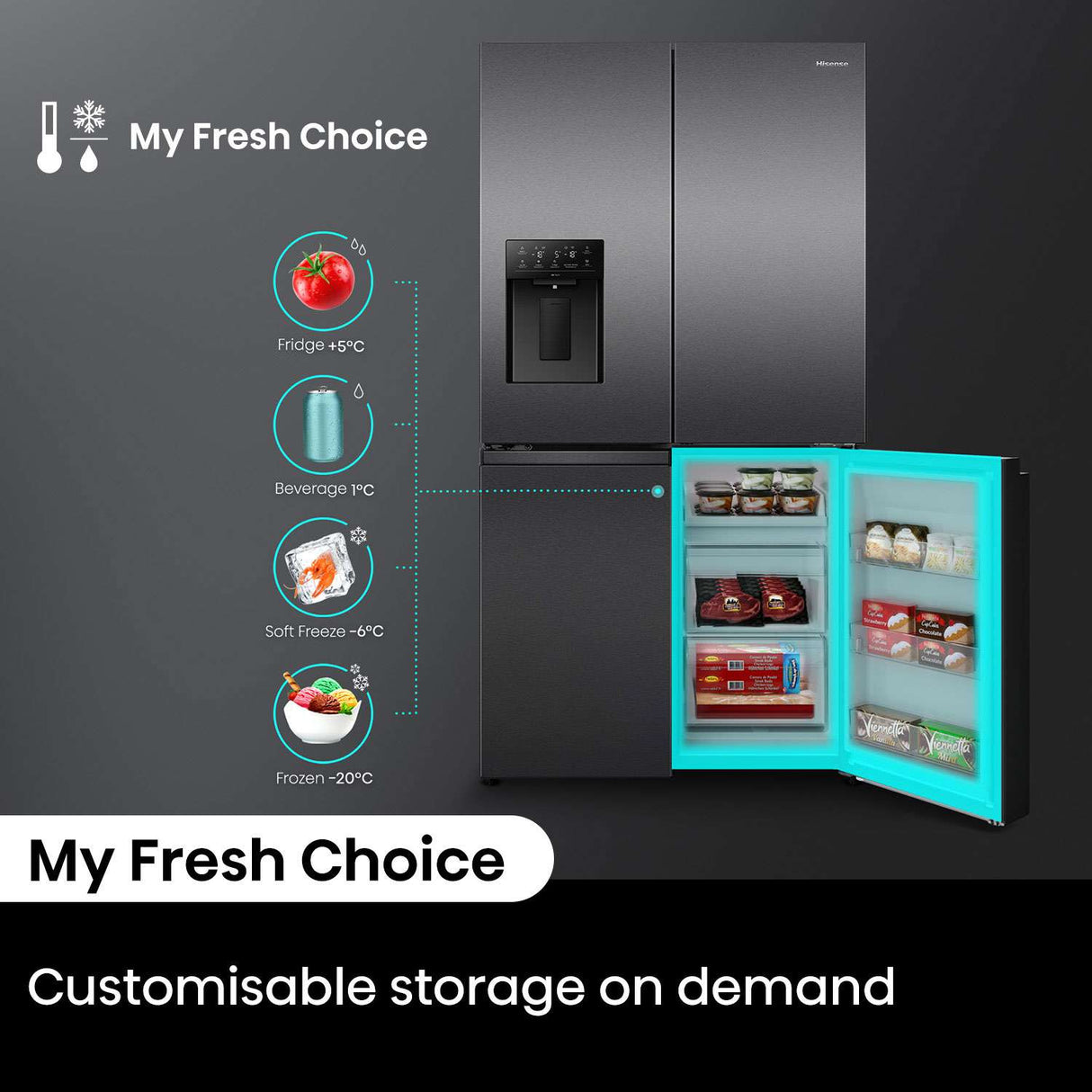 Hisense 640L PureFlex French Door Refrigerator HRCD640TBW | Greater Sydney Only