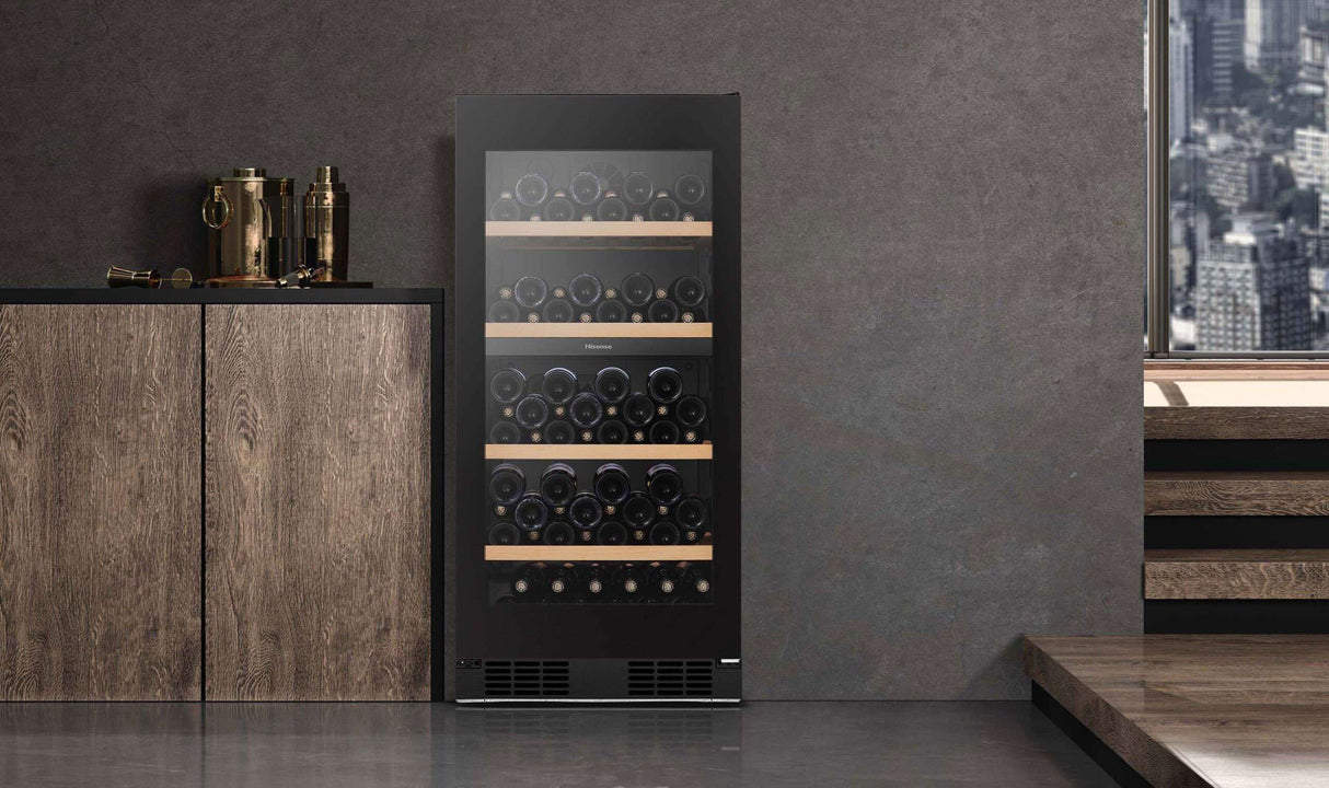 Hisense 108 Bottle Dual Zone Wine Cabinet Fridge HRWC108B | Greater Sydney Only