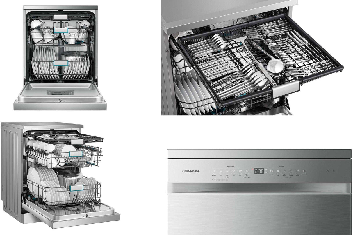 Hisense 60cm 16 Place Setting Freestanding Dishwasher Stainless Steel HSAA16FS