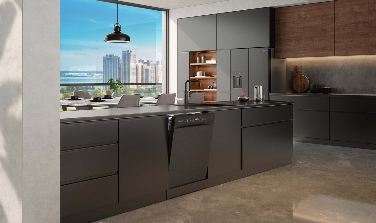 Hisense 60cm 16 Place Setting Freestanding Dishwasher Black Steel HSAP16FB