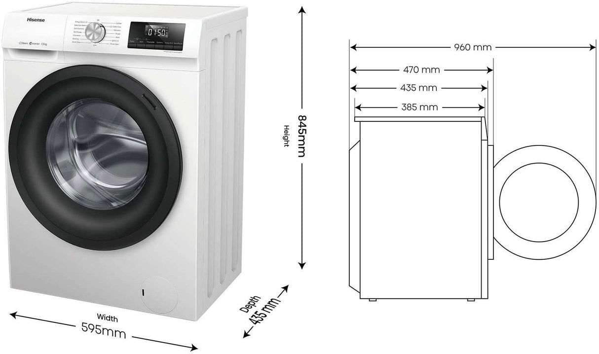 Hisense 7.5kg Front Load Washing Machine HWF3S7514W2 | Greater Sydney Only
