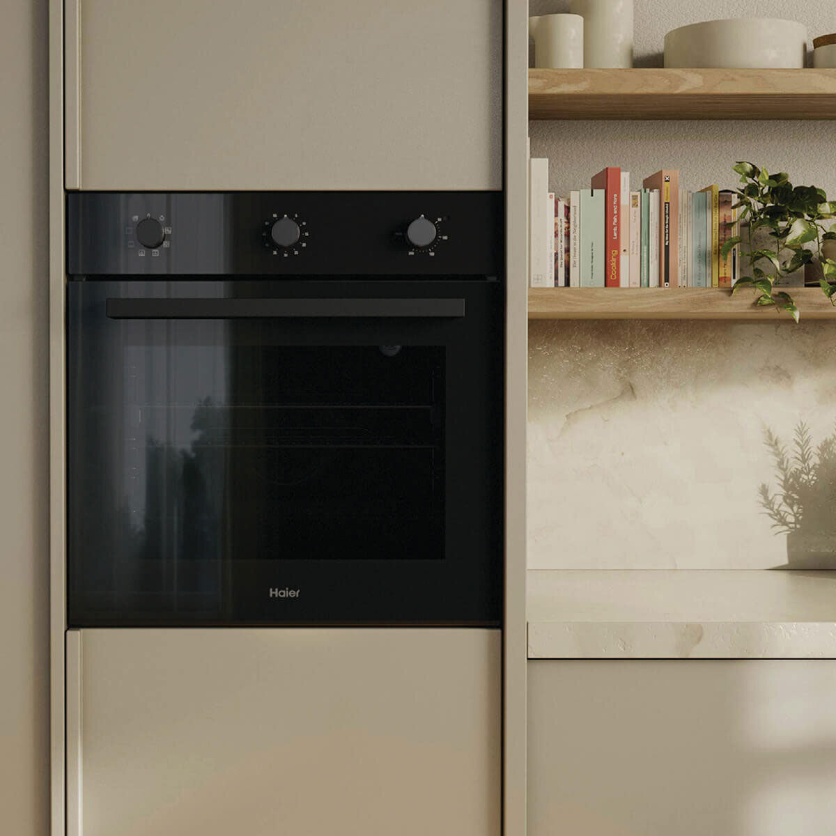 Haier 60cm 300 Series 7 Function Built-in Oven with Air Fry Black HWO60S7MB6