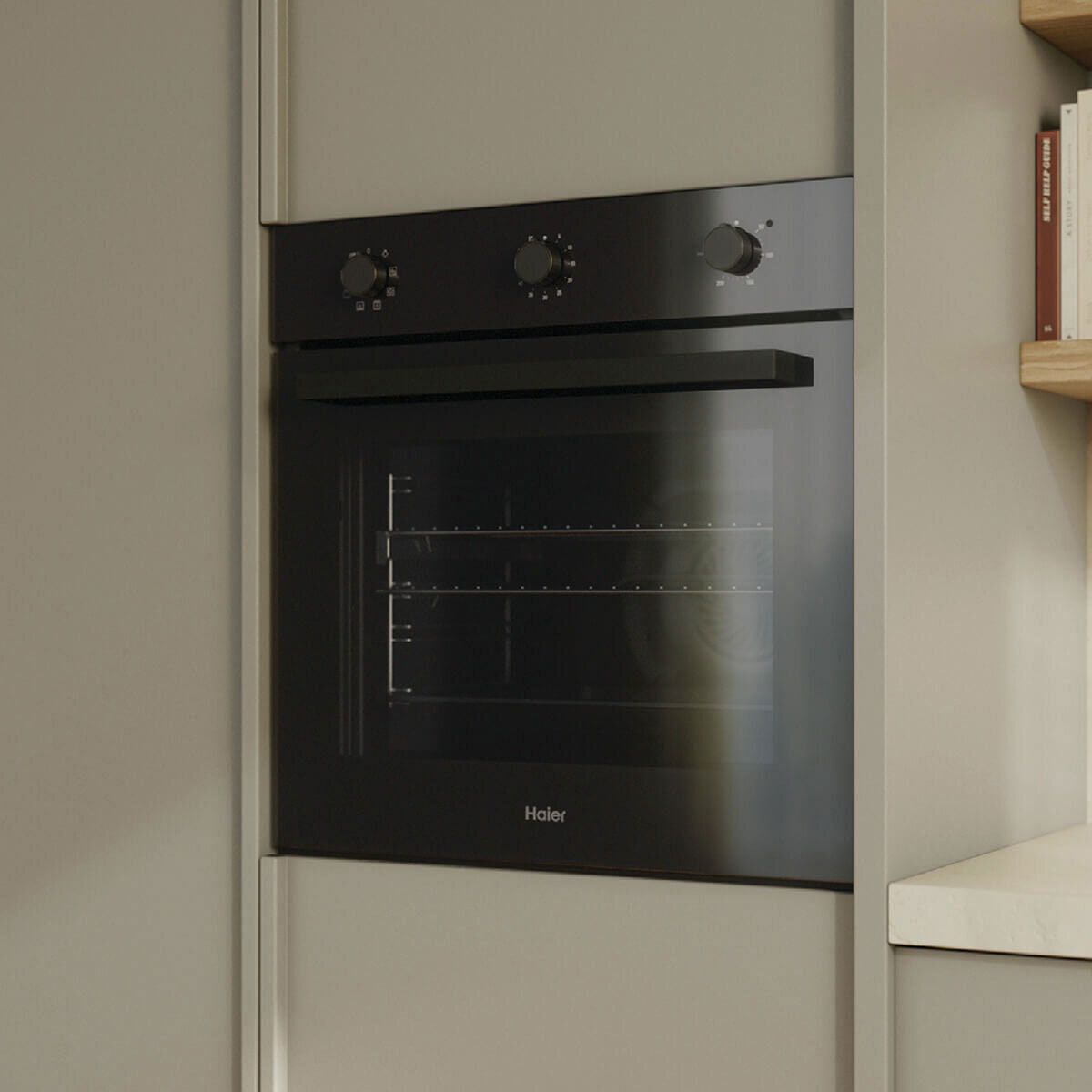 Haier 60cm 300 Series 7 Function Built-in Oven with Air Fry Black HWO60S7MB6