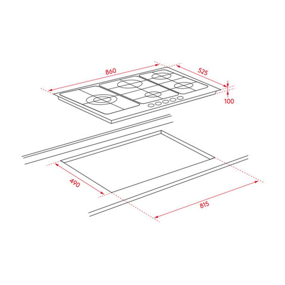 InAlto 90cm Gas Cooktop with Wok Burner ICGG905W
