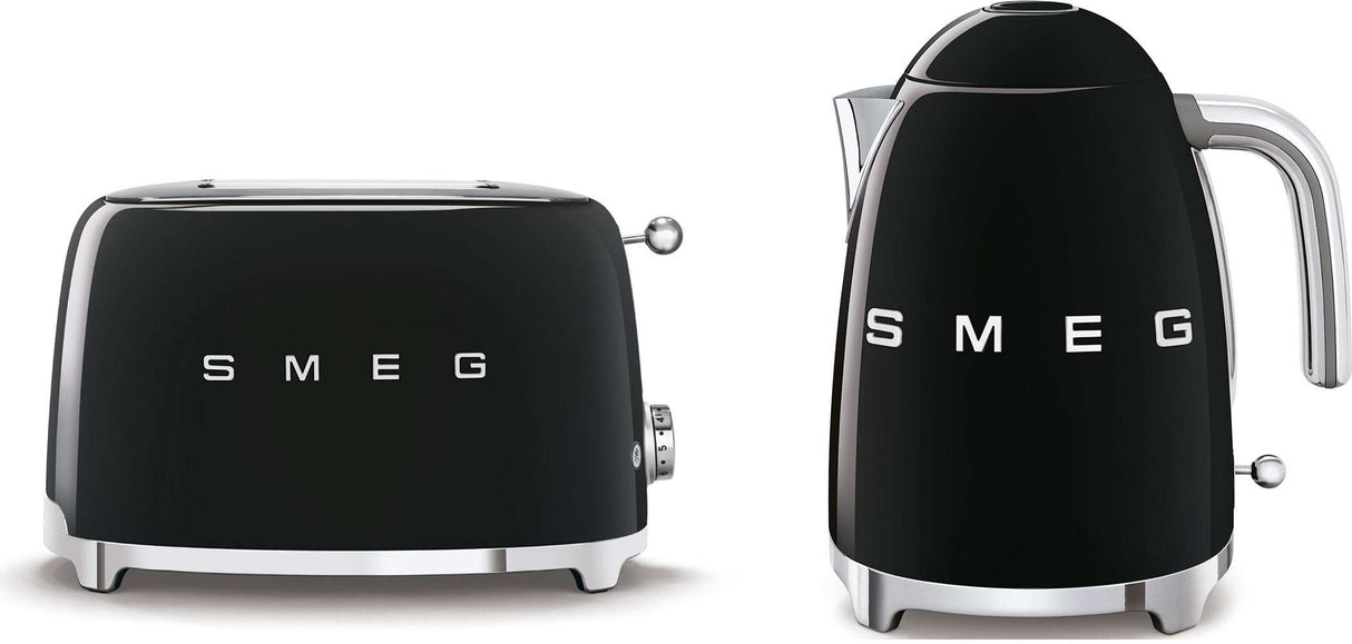 Smeg Kettle and 2 Slice Toaster Pack Black KLF03BLAUTSF01BLAU