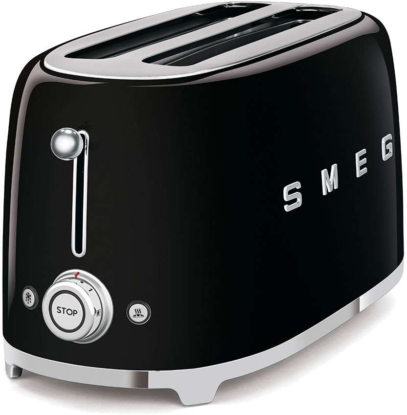 Smeg Kettle and 4 Slice Toaster Pack Black KLF03BLAUTSF01BLAU