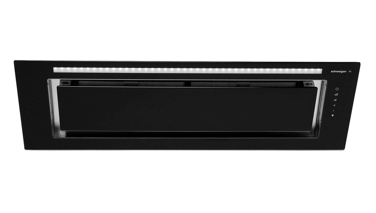 Schweigen 90cm Silent 1600m3/hr Black Glass Undermount Rangehood KLS-9GLASSBLKSP
