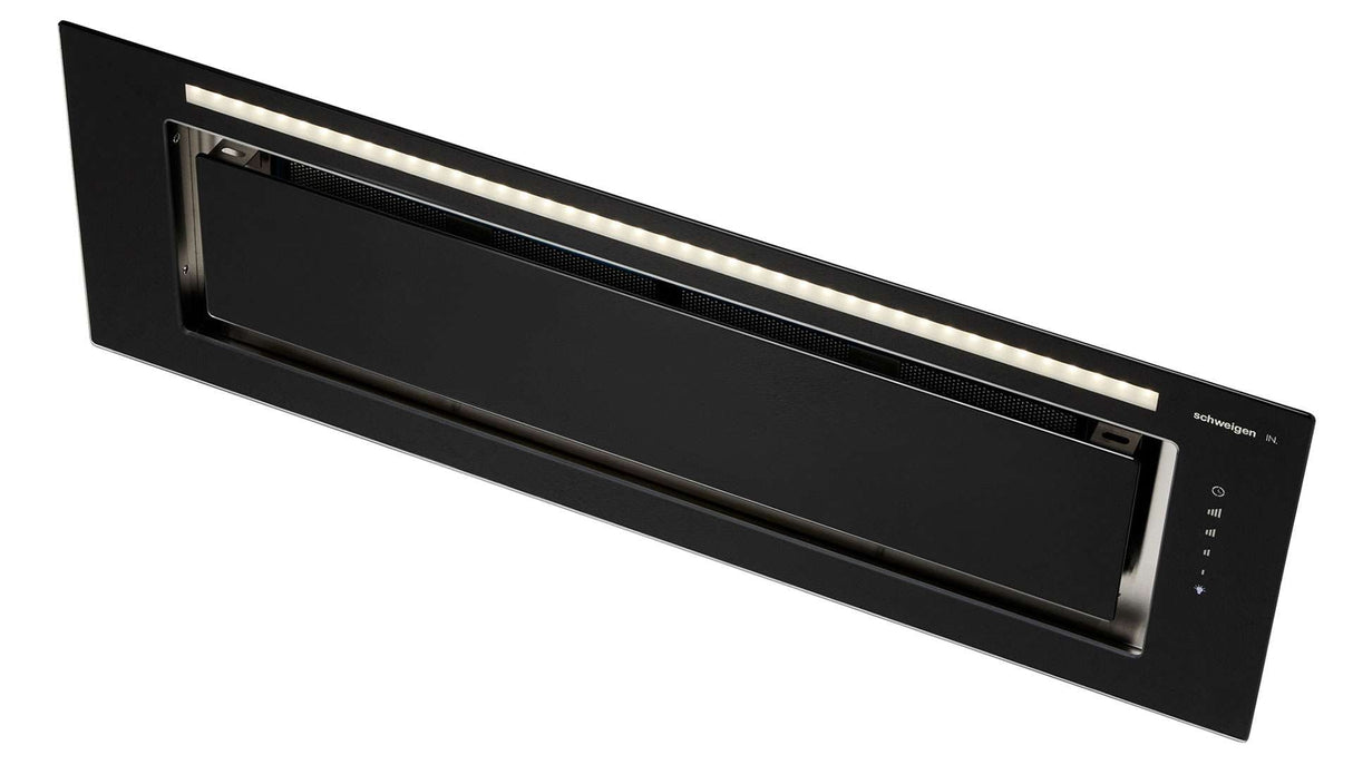 Schweigen 90cm Silent 1600m3/hr Black Glass Undermount Rangehood KLS-9GLASSBLKSP