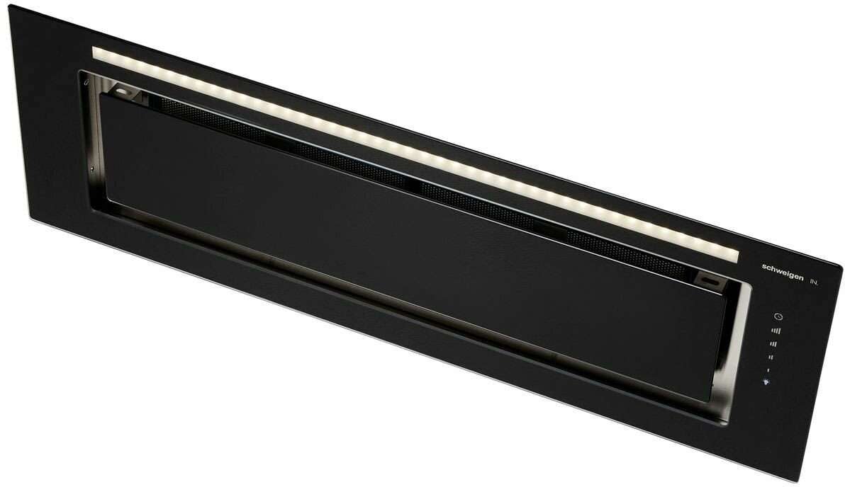 Schweigen 90cm Silent 900m3/hr Black Glass Undermount Rangehood KLS-9GLASSBLKST