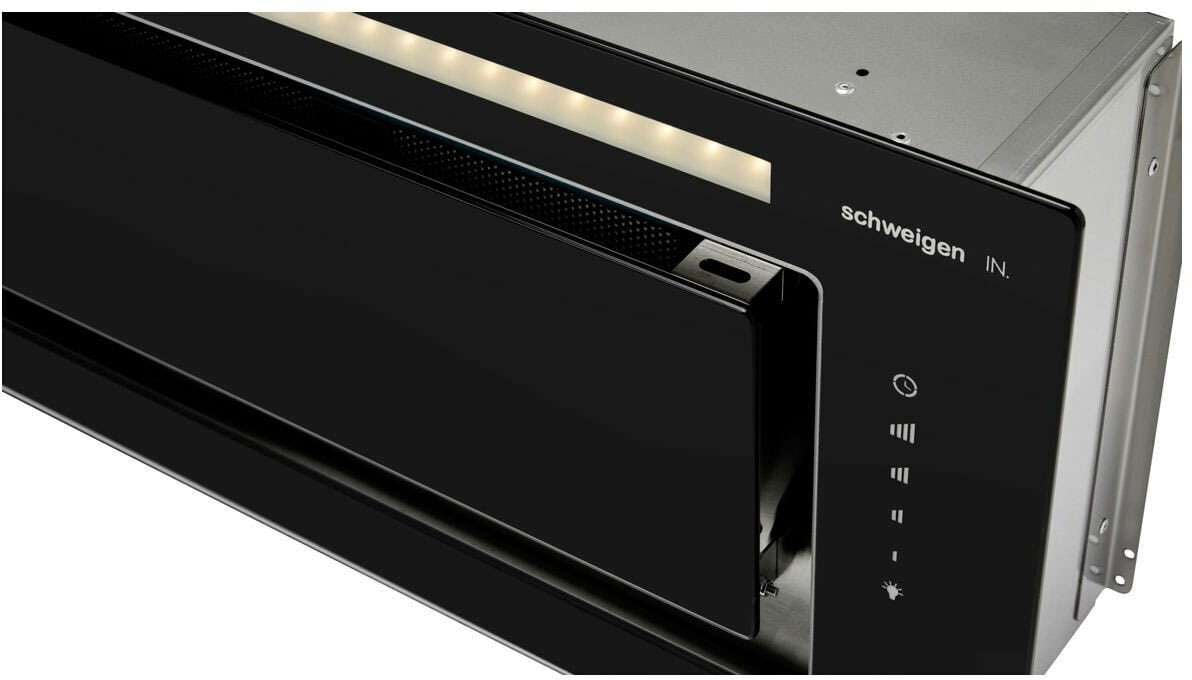 Schweigen 90cm Silent 900m3/hr Black Glass Undermount Rangehood KLS-9GLASSBLKST