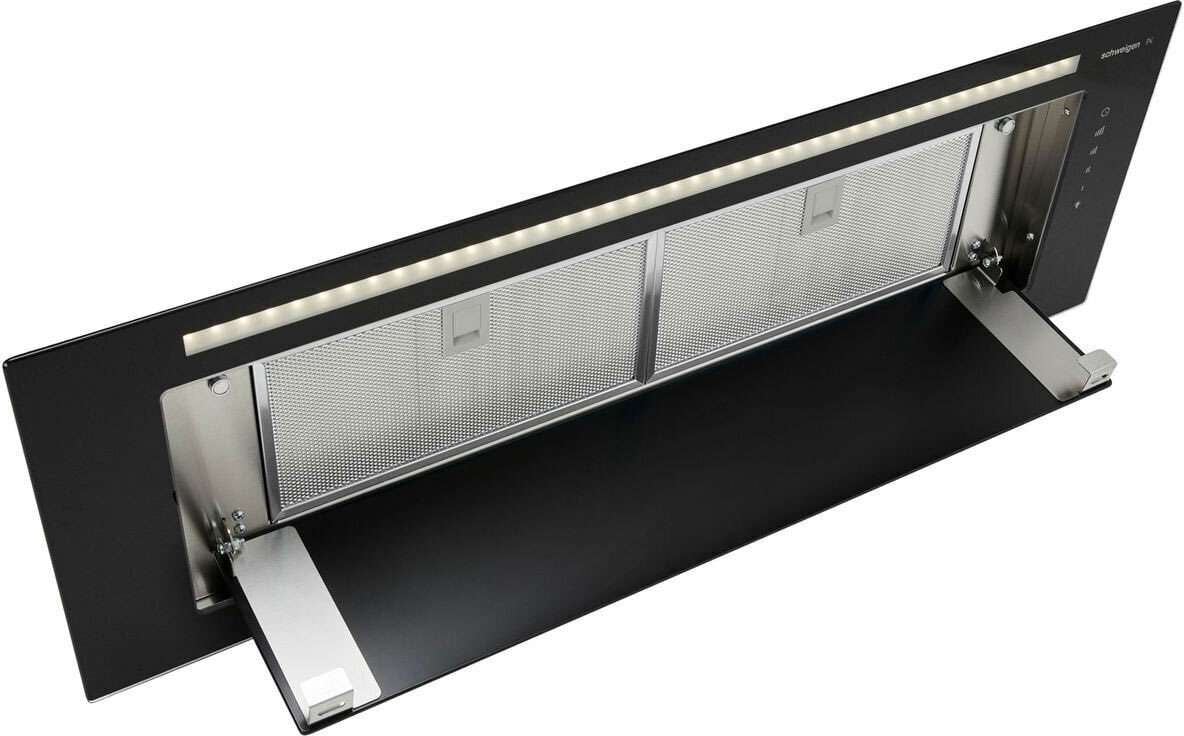 Schweigen 90cm Silent 900m3/hr Black Glass Undermount Rangehood KLS-9GLASSBLKST