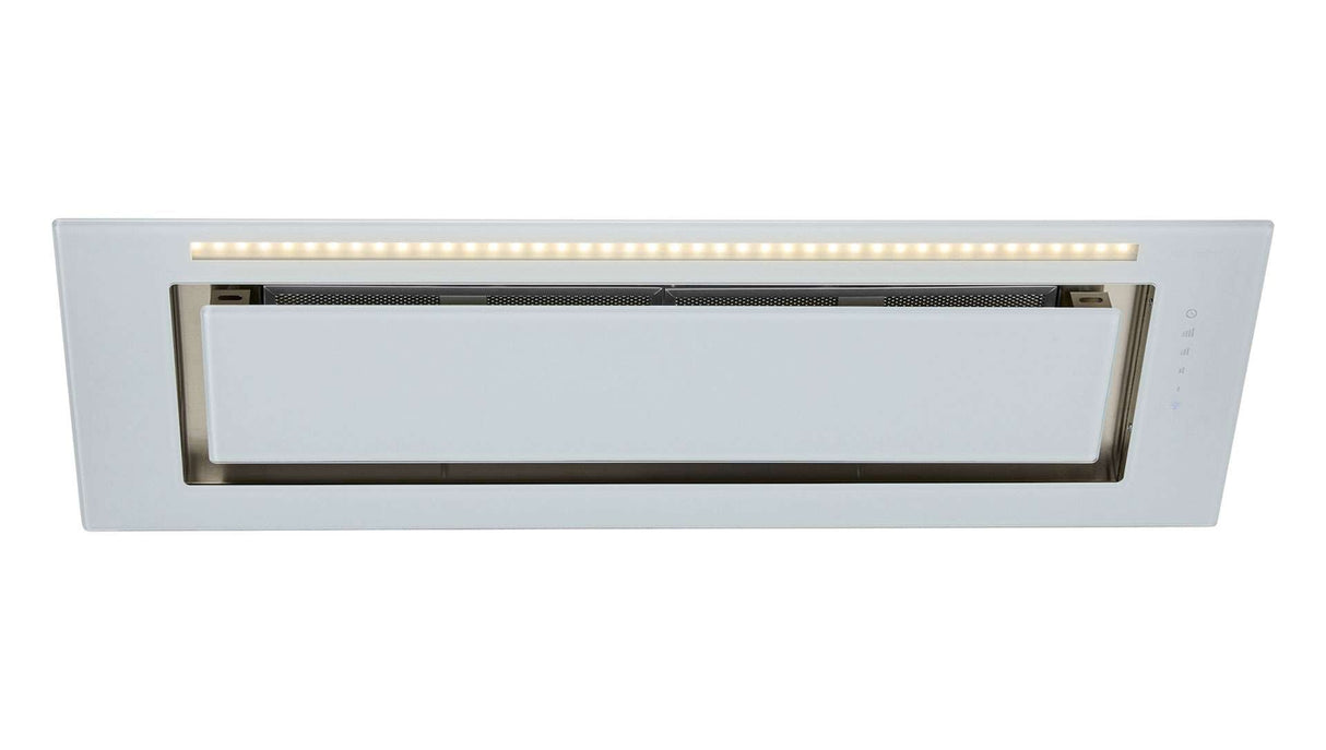 Schweigen 90cm Silent 1600m3/hr White Glass Undermount Rangehood KLS-9GLASSP