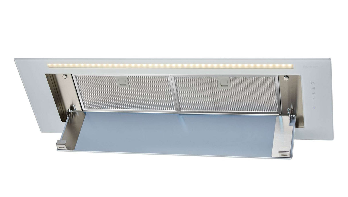 Schweigen 90cm Silent 1600m3/hr White Glass Undermount Rangehood KLS-9GLASSP
