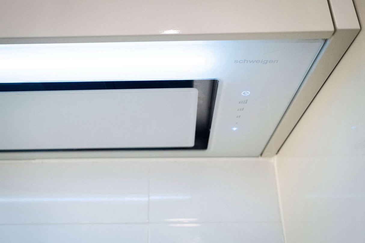 Schweigen 90cm Silent 1600m3/hr White Glass Undermount Rangehood KLS-9GLASSP