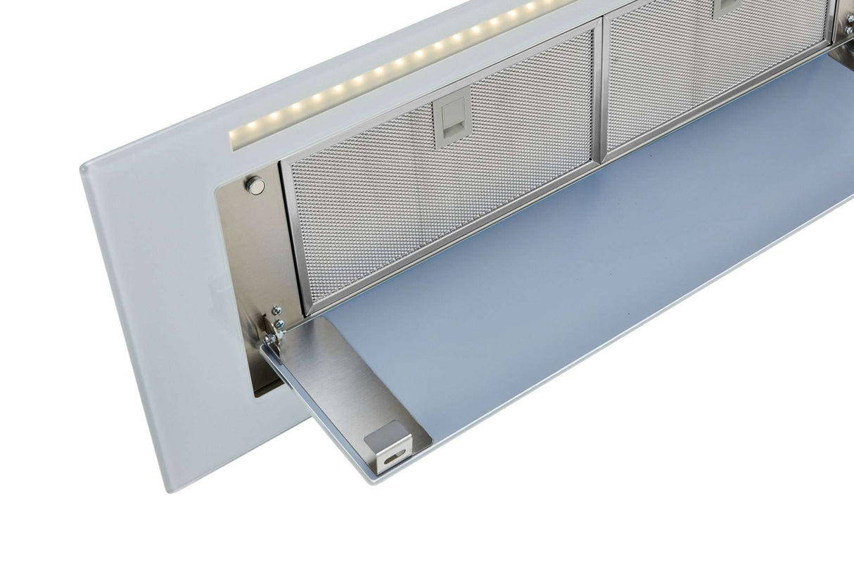 Schweigen 90cm Silent 1600m3/hr White Glass Undermount Rangehood KLS-9GLASSP