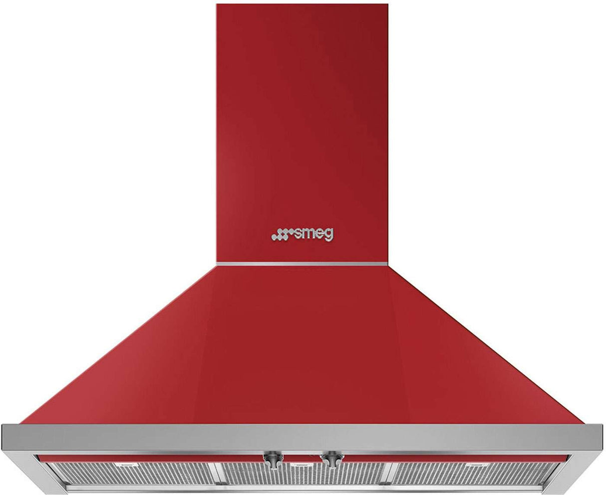 Smeg 90cm Portofino Canopy Rangehood Red KPFA9RD