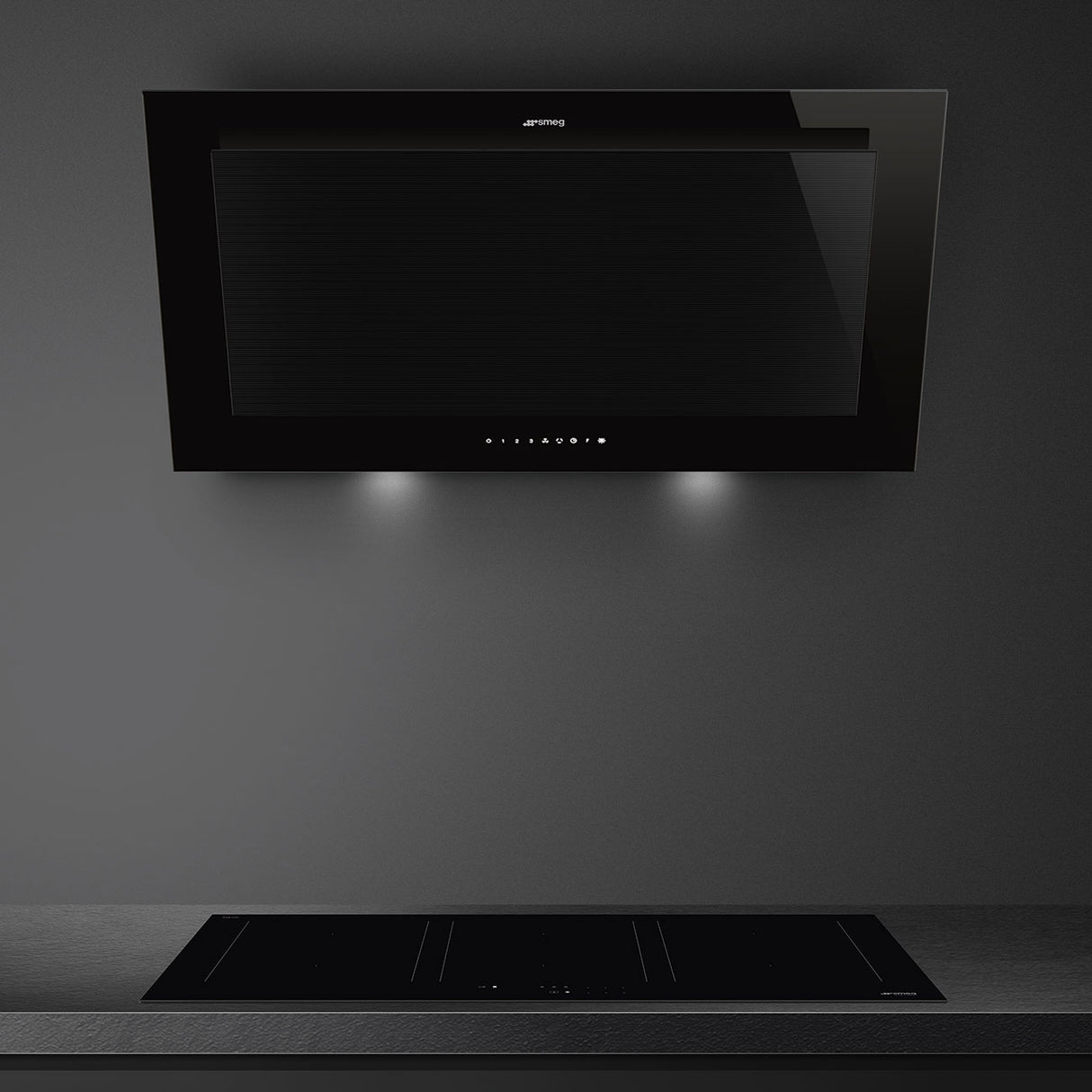 Smeg Linea 90cm Vertical Rangehood Black KV194B3