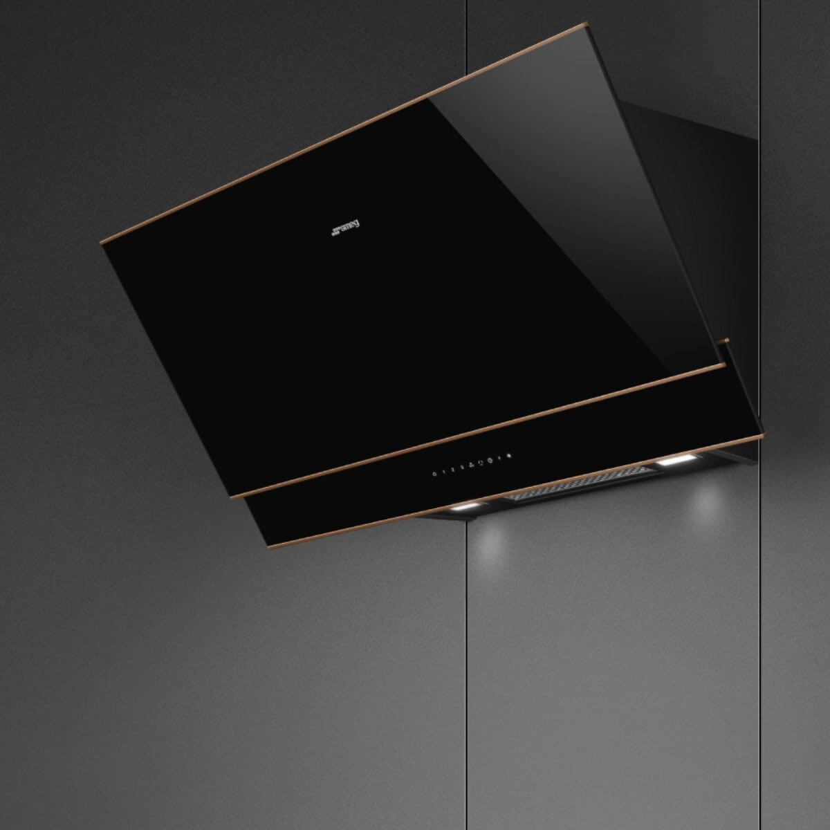 Smeg 90cm Dolce Stil NOVO Wall Mount Rangehood Copper Trim KV694R